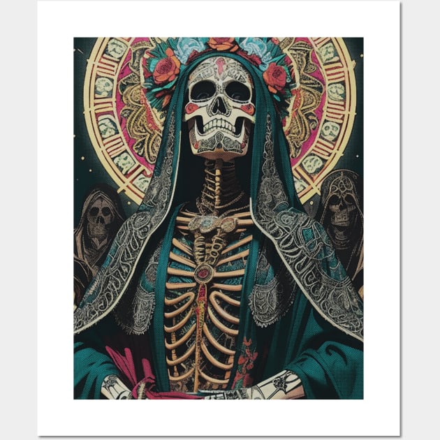 Retro Santa Muerte Wall Art by metamorfatic